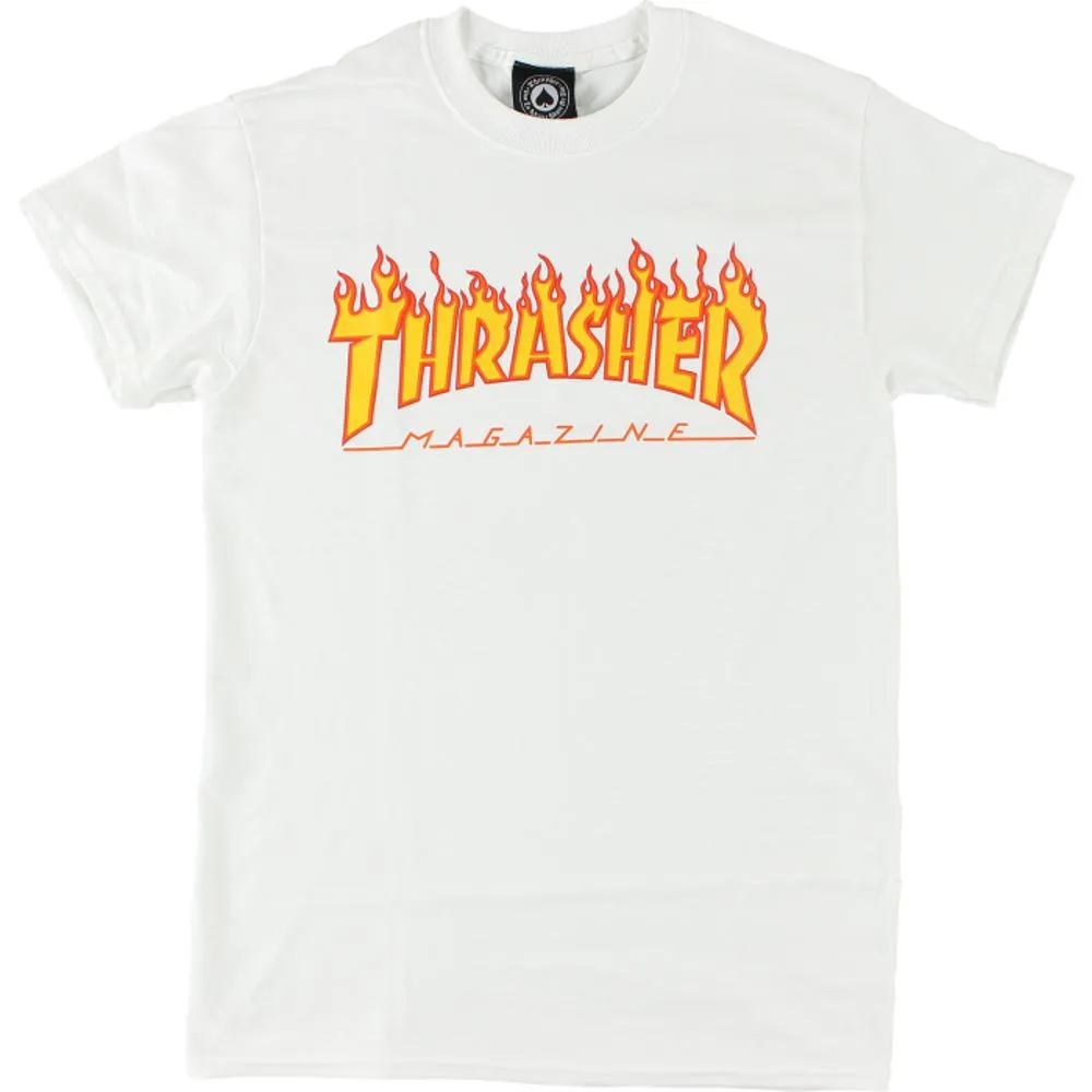 Thrasher Flame Logo Small White T-Shirt