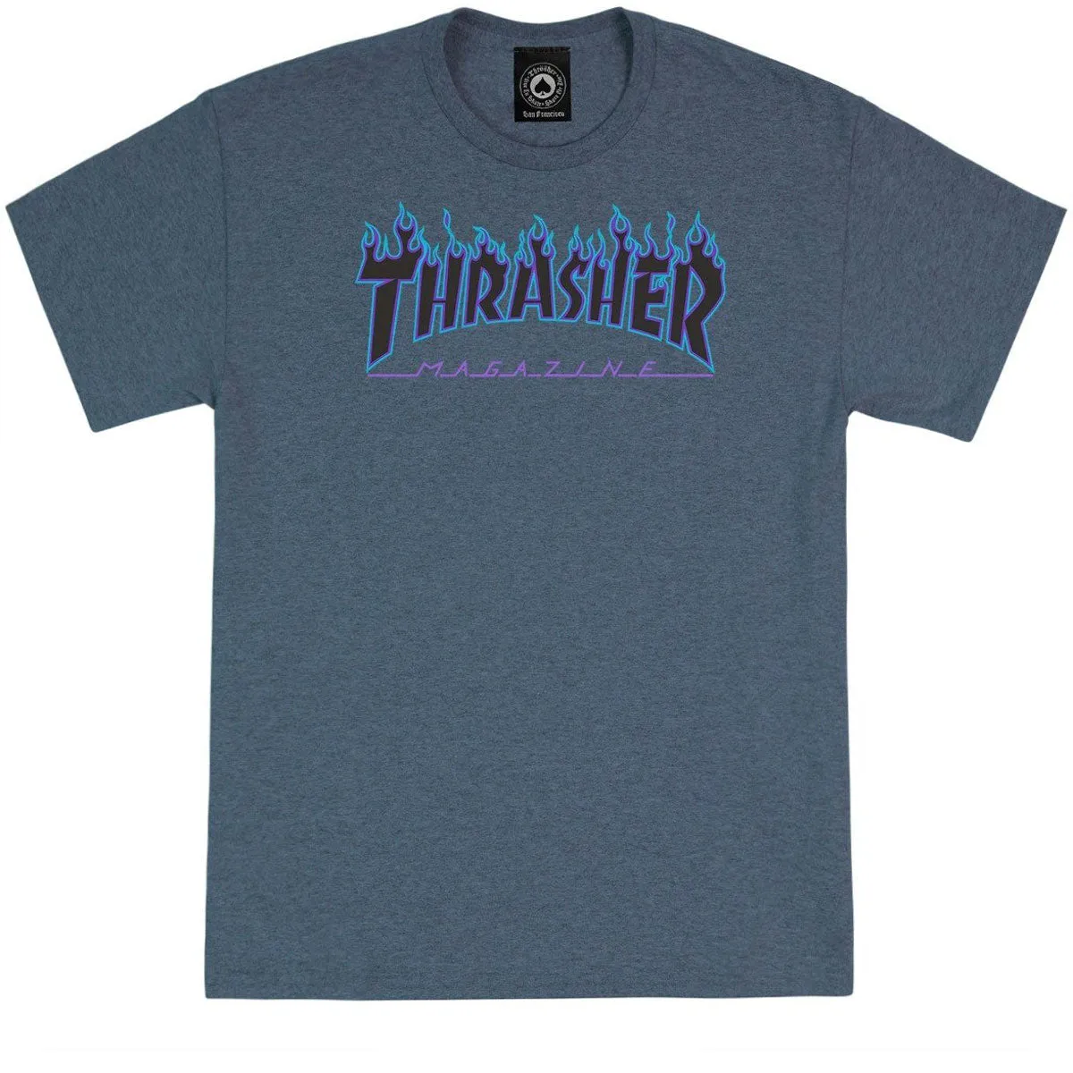 THRASHER FLAME LOGO T-SHIRT DARK HEATHER