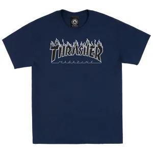 THRASHER FLAME LOGO T-SHIRT NAVY/BLACK