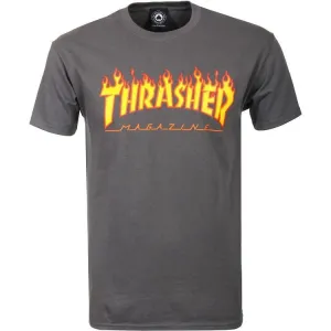 THRASHER FLAME LOGO TEE CHARCOAL