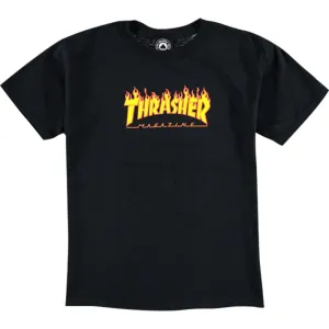 Thrasher Flames Youth Small Black T-Shirt