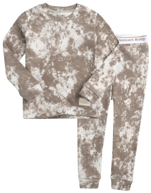 Tie Dye Beige Long Sleeve Pajama