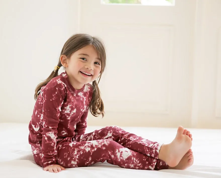 Tie Dye Burgundy Long Sleeve Pajama