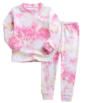 Tie Dye Pink Yellow Long Sleeve Pajama