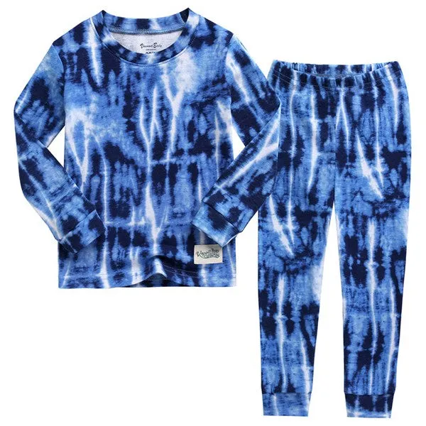 Tie Dye Thunder Navy Long Sleeve Pajama