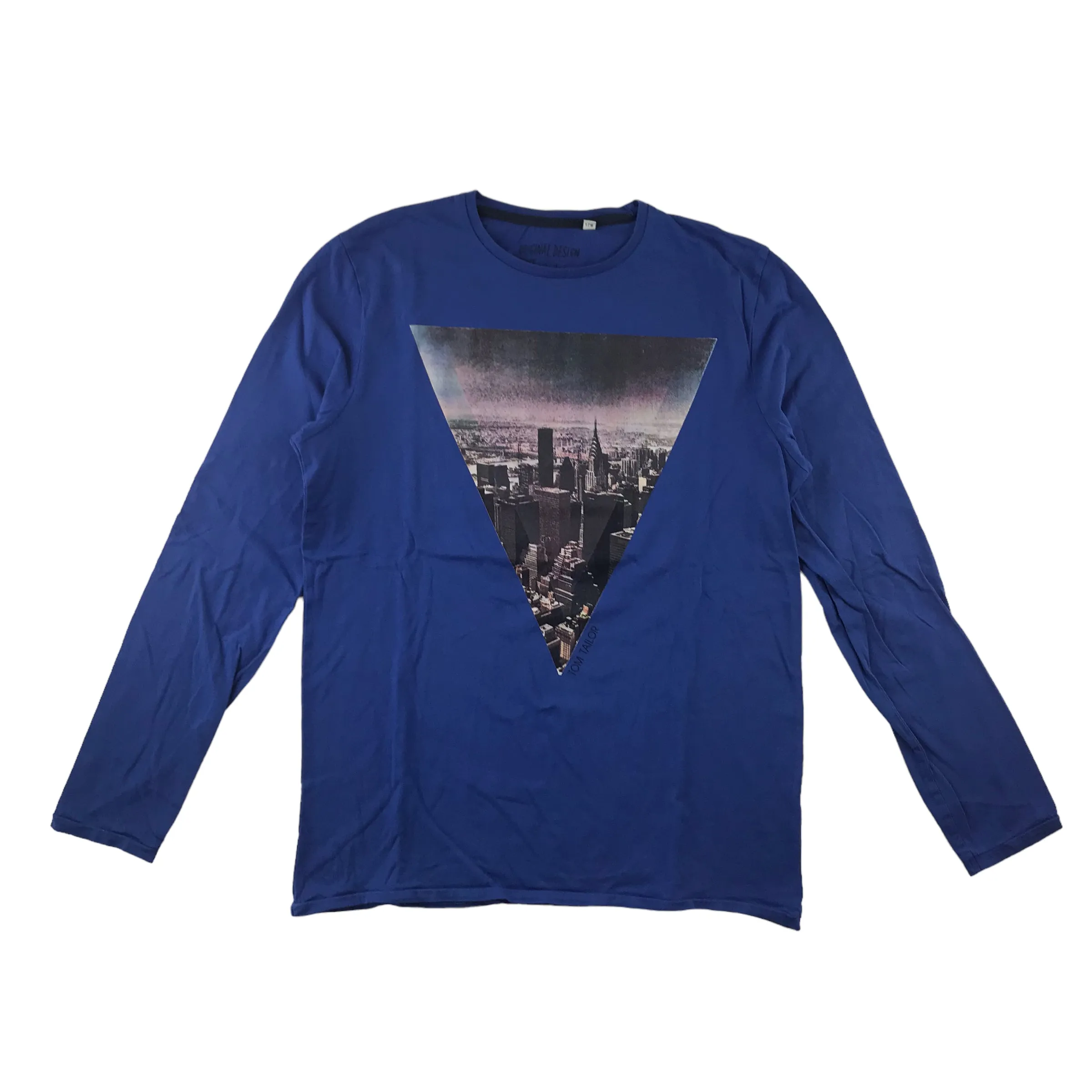 Tom Tailor t-shirt 14-15 years blue long sleeve with city print cotton