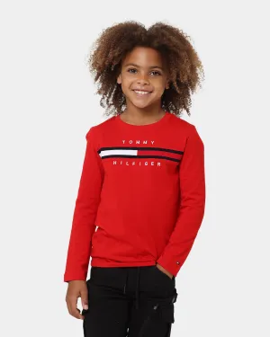 Tommy Hilfiger  Kids' Flag Rib Insert Long Sleeve T-Shirt Deep Crimson