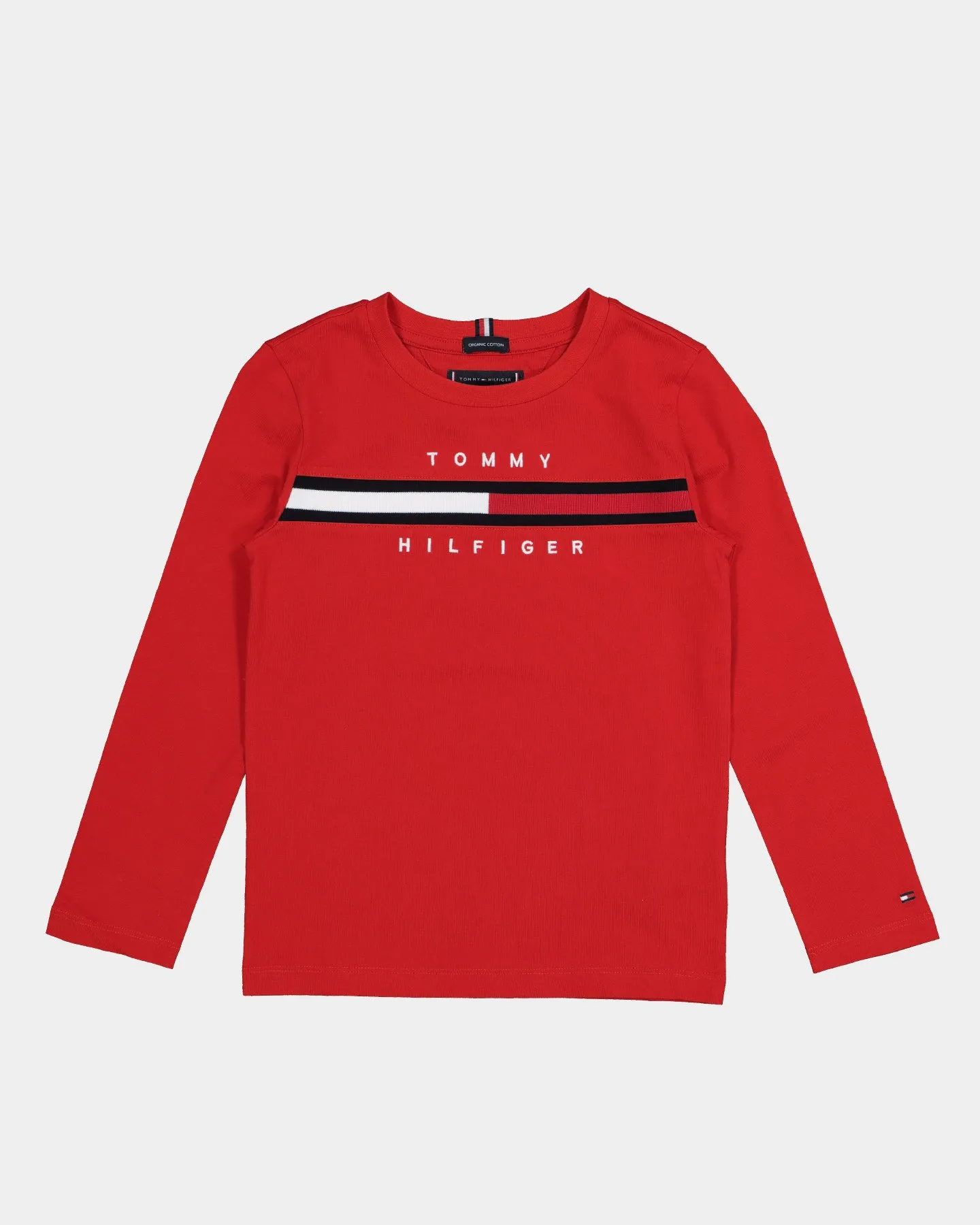 Tommy Hilfiger  Kids' Flag Rib Insert Long Sleeve T-Shirt Deep Crimson