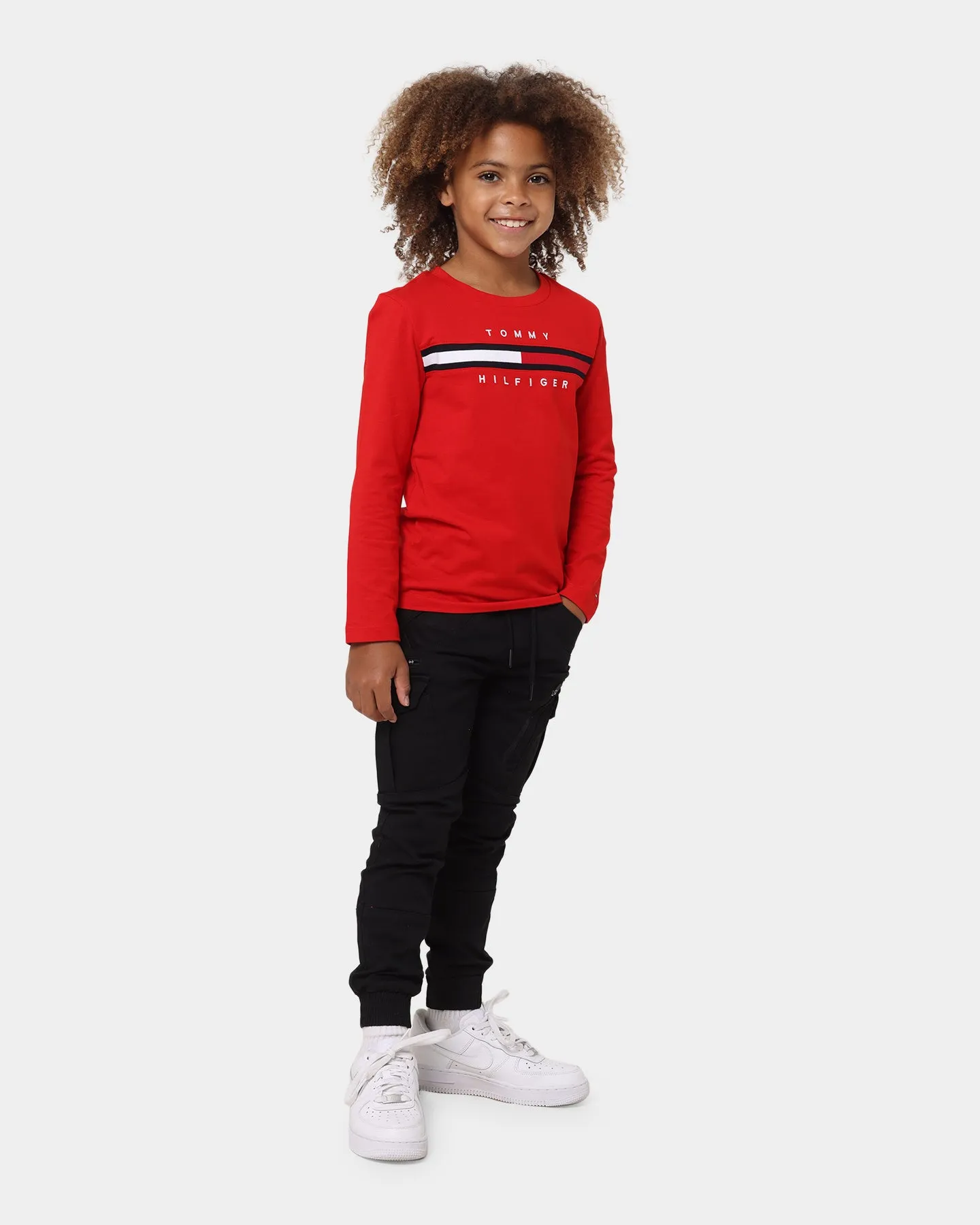 Tommy Hilfiger  Kids' Flag Rib Insert Long Sleeve T-Shirt Deep Crimson