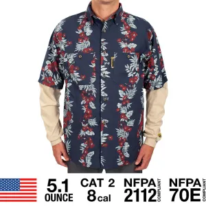 Tropical Vine Navy FR Hawaiian Shirt