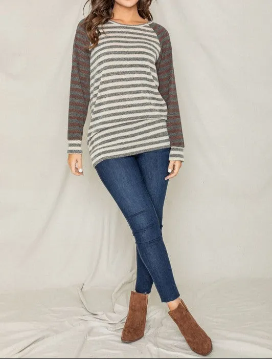 Two Tone Terry Stripe Tunic