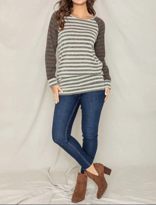 Two Tone Terry Stripe Tunic