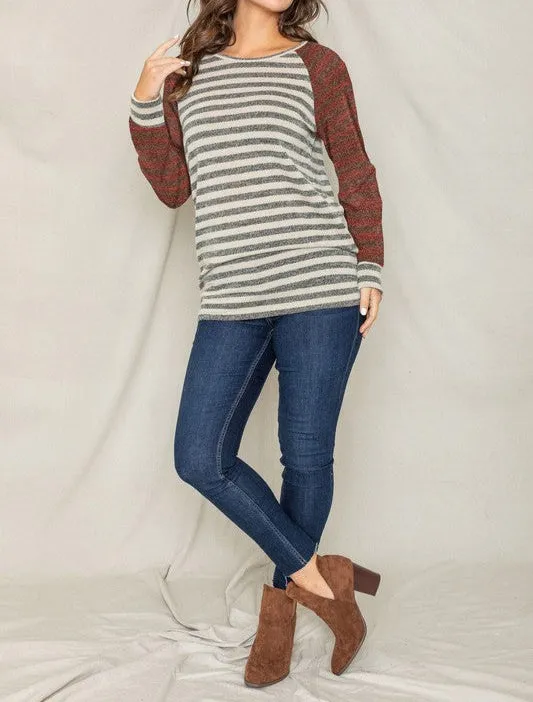 Two Tone Terry Stripe Tunic