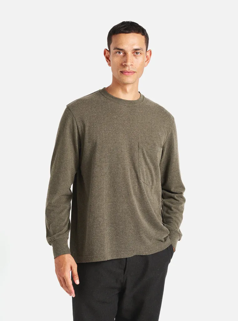 Universal Works Olive Green Wool Long Sleeve T-Shirt