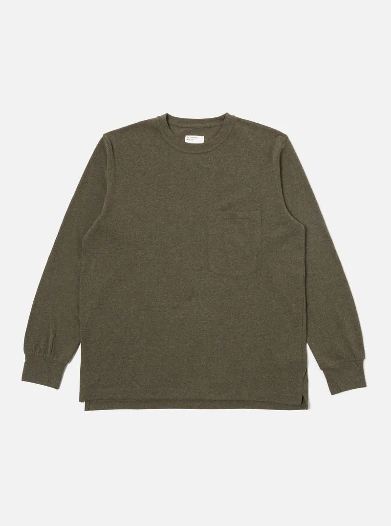 Universal Works Olive Green Wool Long Sleeve T-Shirt