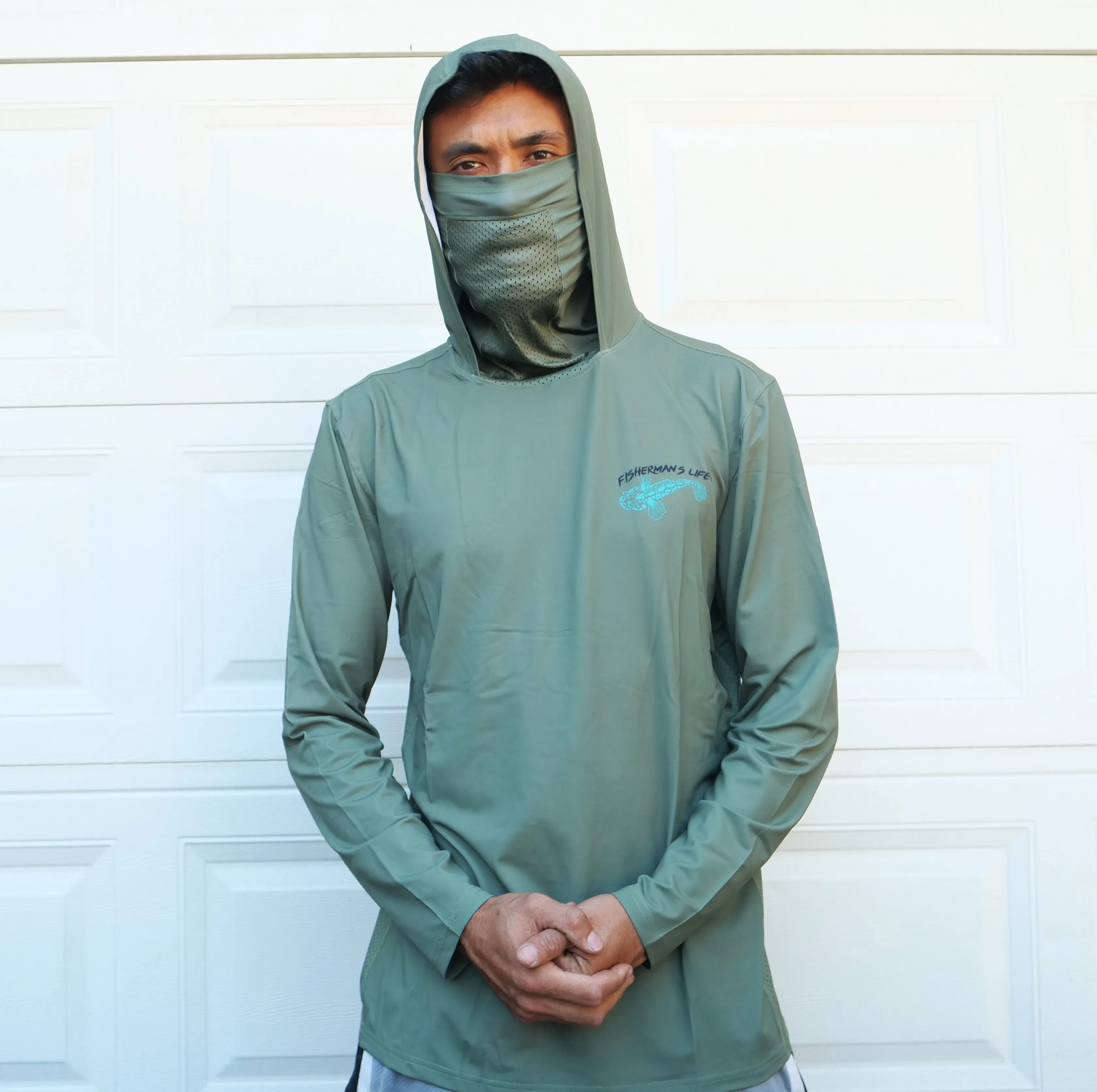 UPF 50  Long Sleeve Shirt with Hood and Facemask