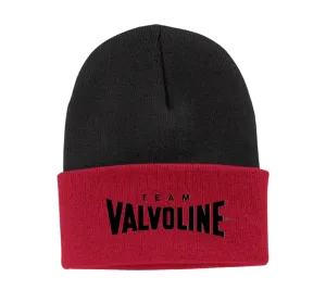 Valvoline Black Knit Beanie with Red Cuff