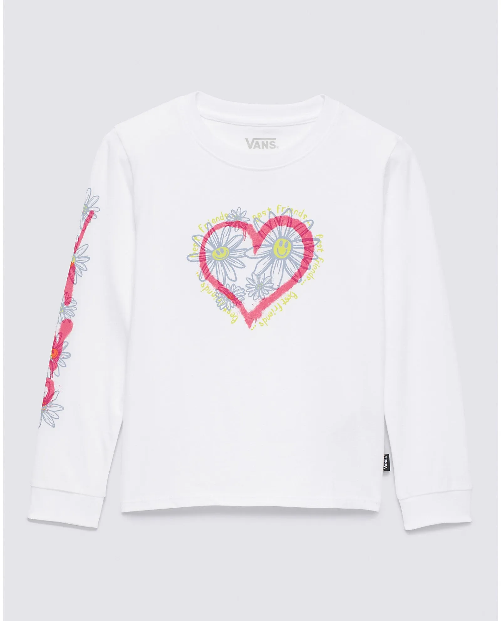 Vans Little Kids Daisy Hearts Long Sleeve T-Shirt - White