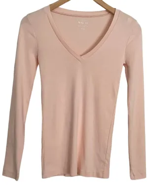 Warm Autumn Blush V-neck Long Sleeve Tee