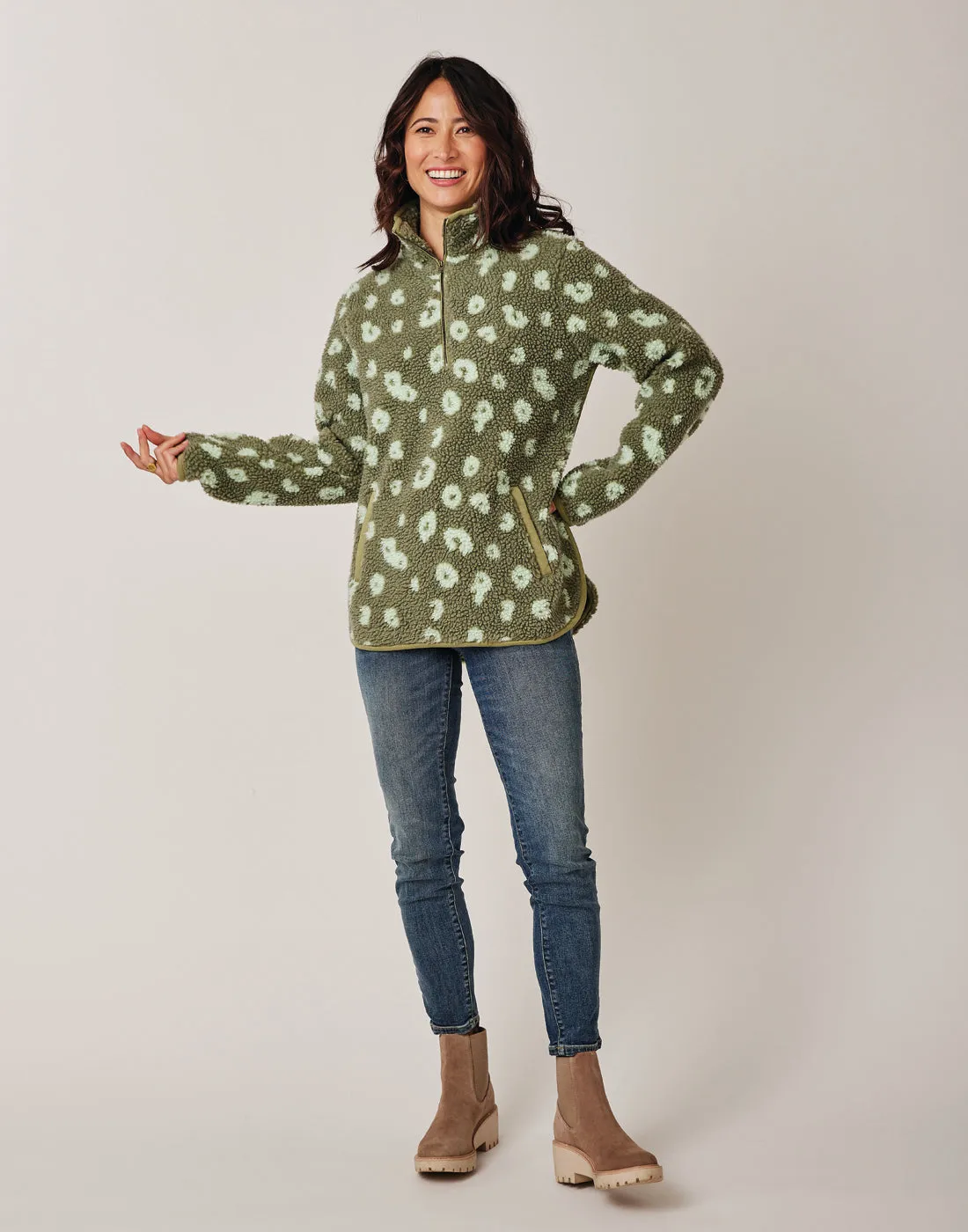 Westport Jacquard Tunic: Olive Leopard - FINAL SALE