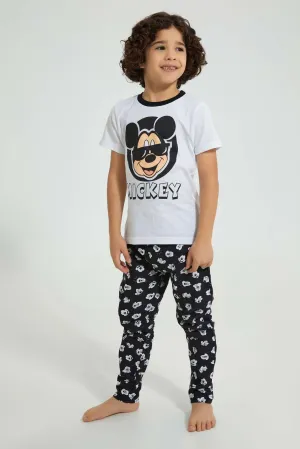 White And Black Mickey Pyjama Set (2 Piece)