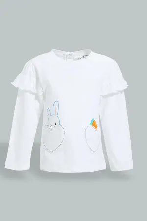 White Bunny Embellished Long Sleeve T-Shirt