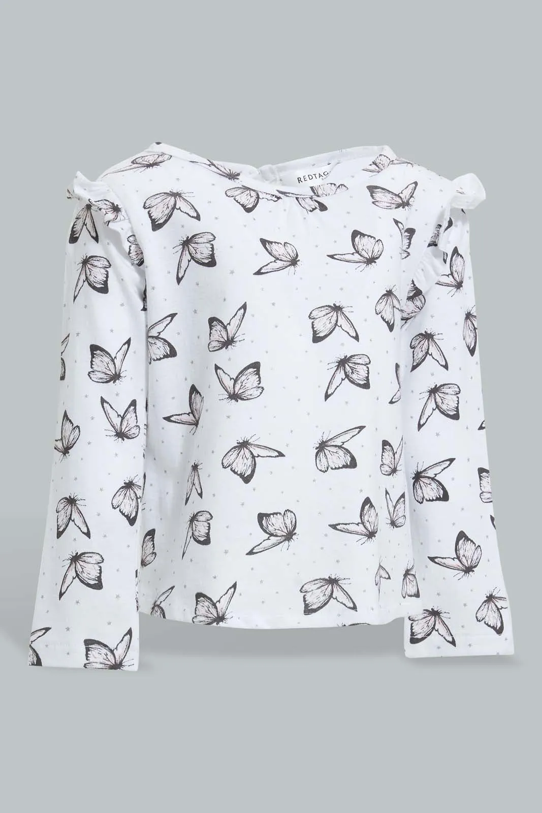 White Butterfly T-Shirt  For Baby Girls