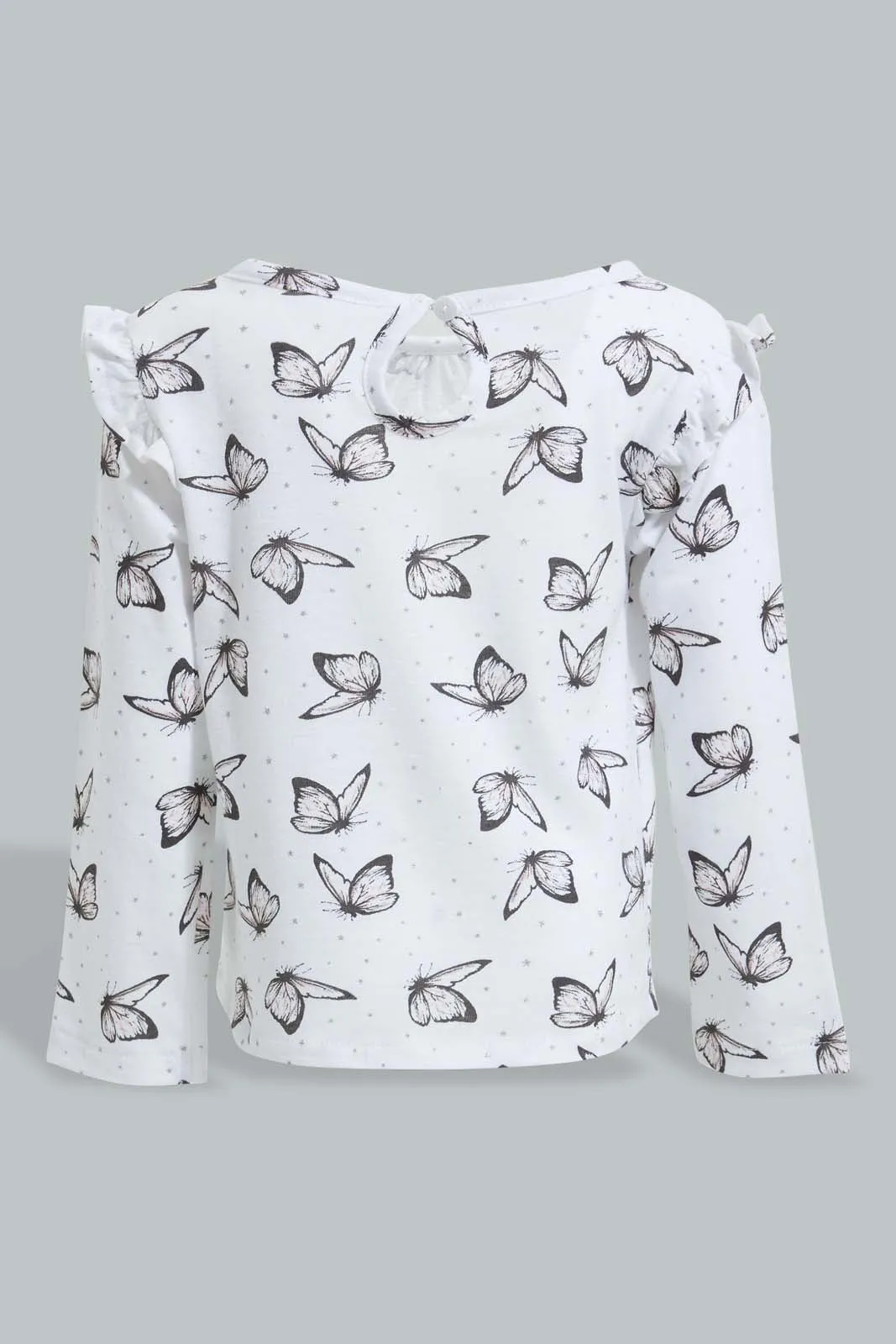 White Butterfly T-Shirt  For Baby Girls