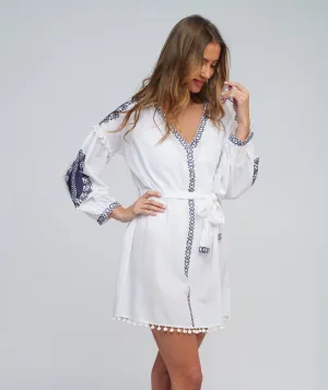 White/Navy Cotton Tunic Dress