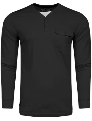 Whyer Mock T-Shirt Insert Long Sleeve T-Shirt in Black - Dissident