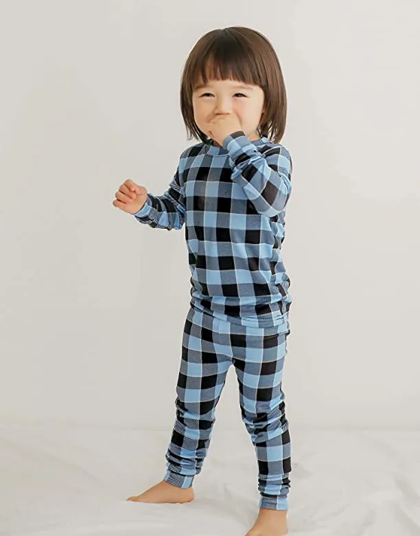 Window Check Indi Blue Long Sleeve Pajama