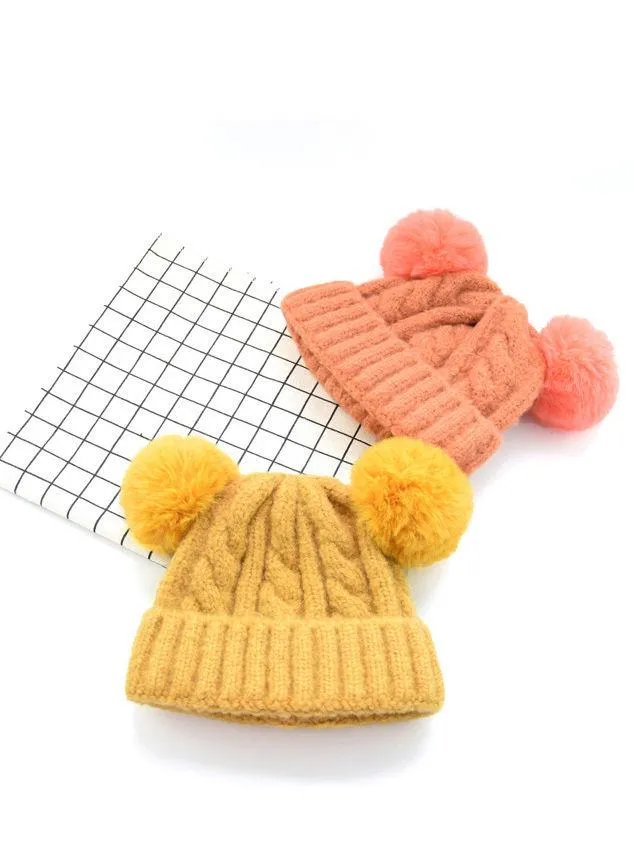 Winter Cable Knit Beanie with Double Pom