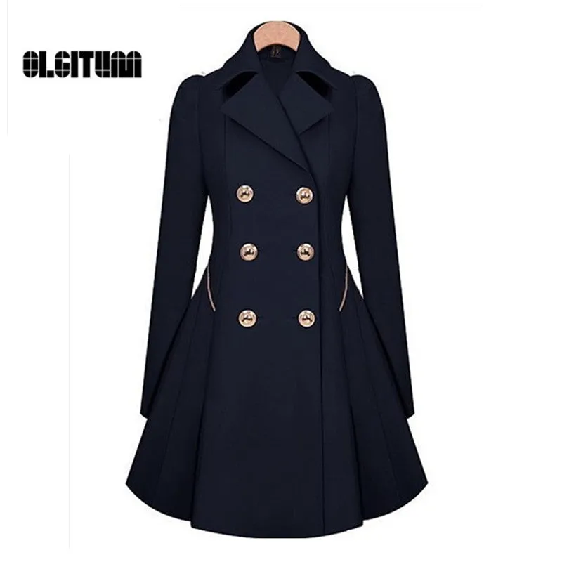 Winter Trench Coat 2017 Hot Sale Womens Coat Classic waist was thin coat Windbreaker Women Trench  Female Long Sleeve Overcoat