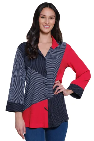 Wire Neck Print Tunic - Women's - Black/Red Print