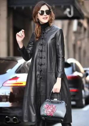 Women's Leather Trench Coat