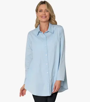 Women's Long Sleeve A-Line Button Front Prime Time Tunic CHAMBRAY