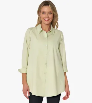 Women's Long Sleeve A-Line Button Front Prime Time Tunic CUCUMBER