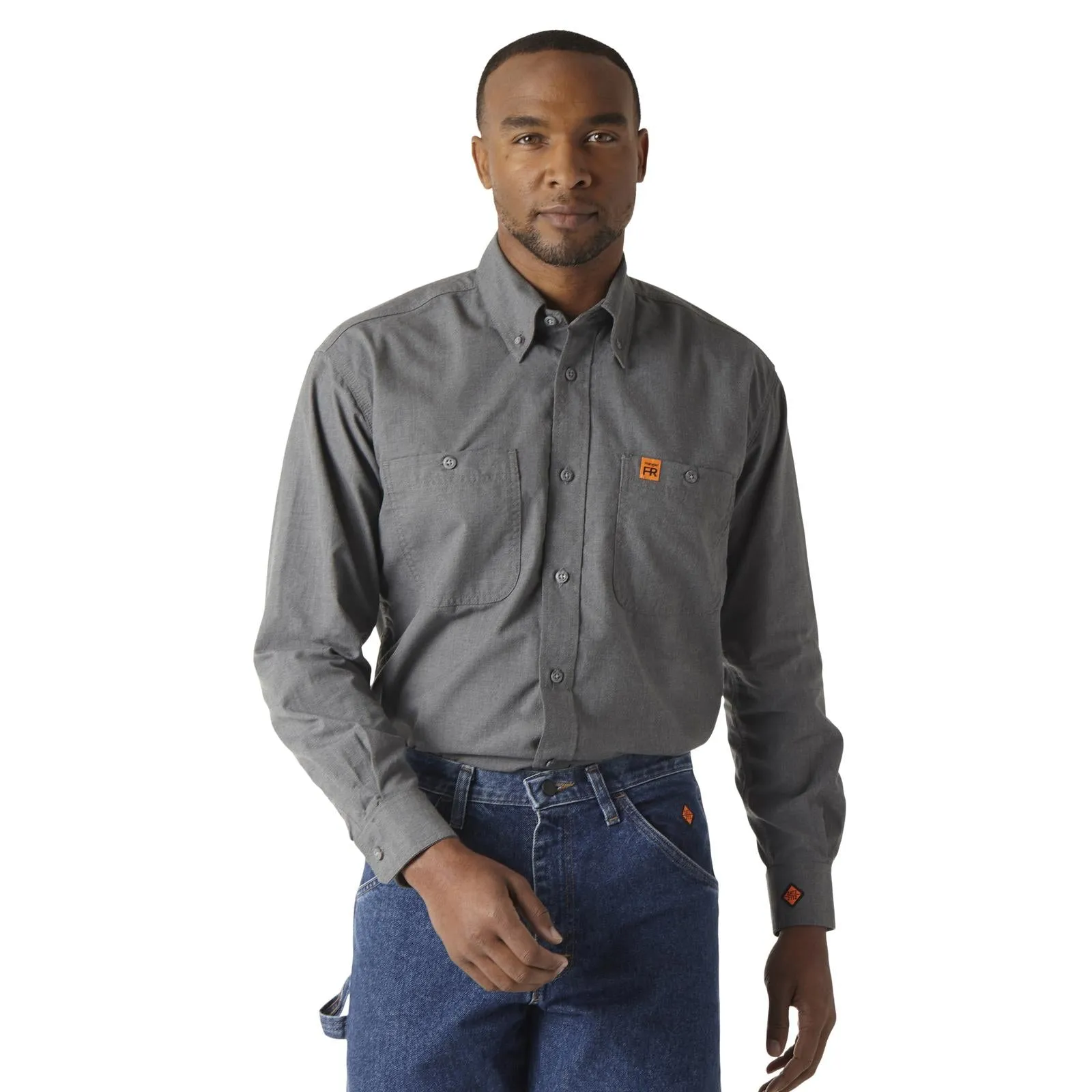 Wrangler FR FR Flame Resistant Twill Workshirt, FR3W01, Grey, Khaki, Navy, Light Blue