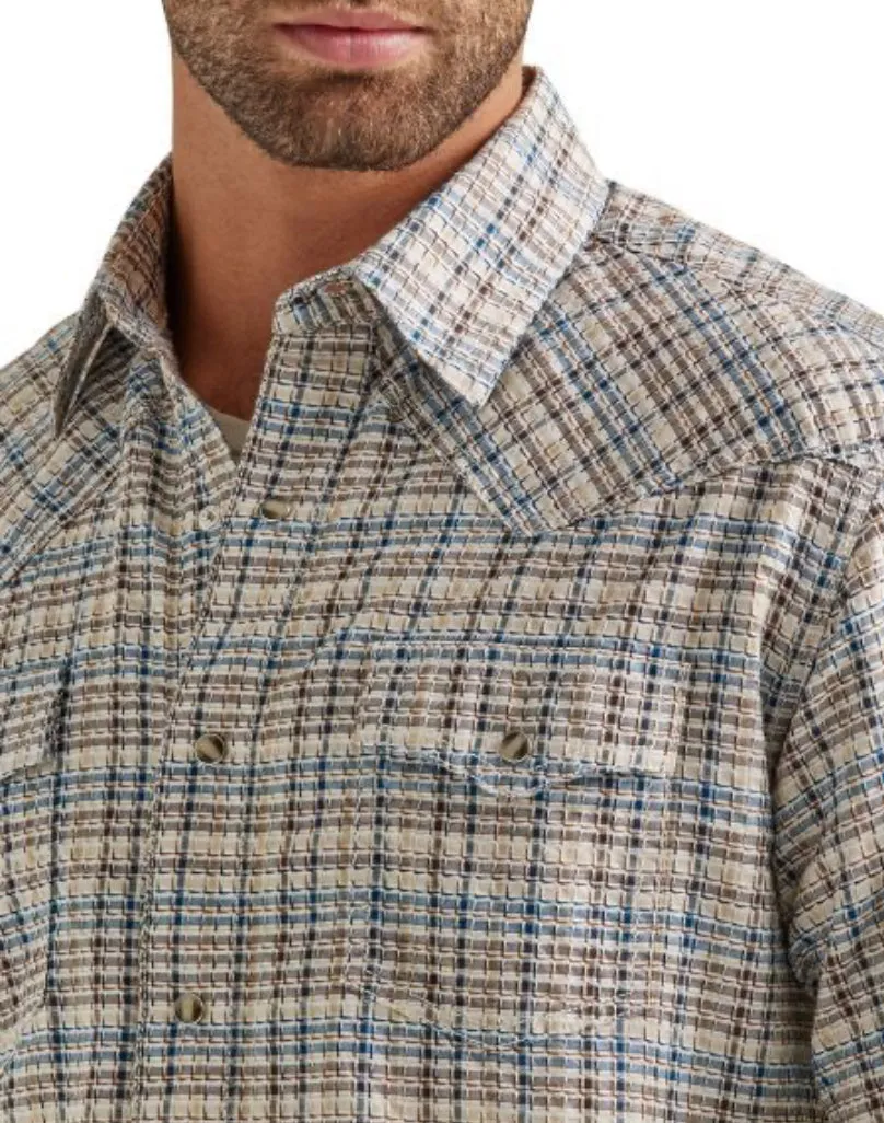 Wrangler Greige Haze Plaid Snap Up