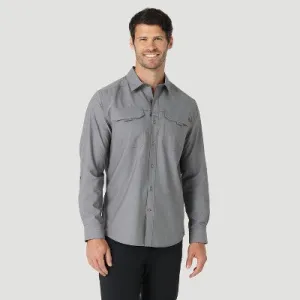 Wrangler Men's Utility Shirt Long Basic Adjustable Sleeves Hidden Zip