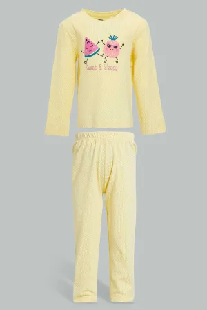 Yellow Sweet And Sleepy Pyjama Set For Baby Girls (2 Piece)