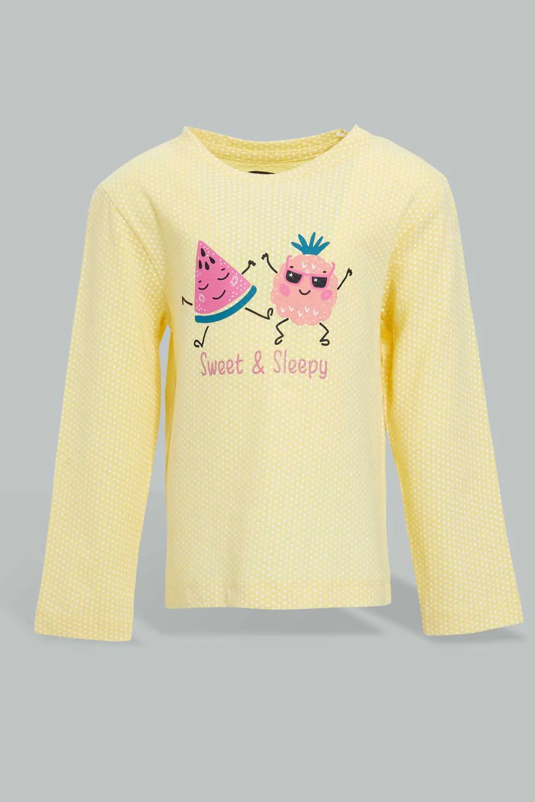 Yellow Sweet And Sleepy Pyjama Set For Baby Girls (2 Piece)