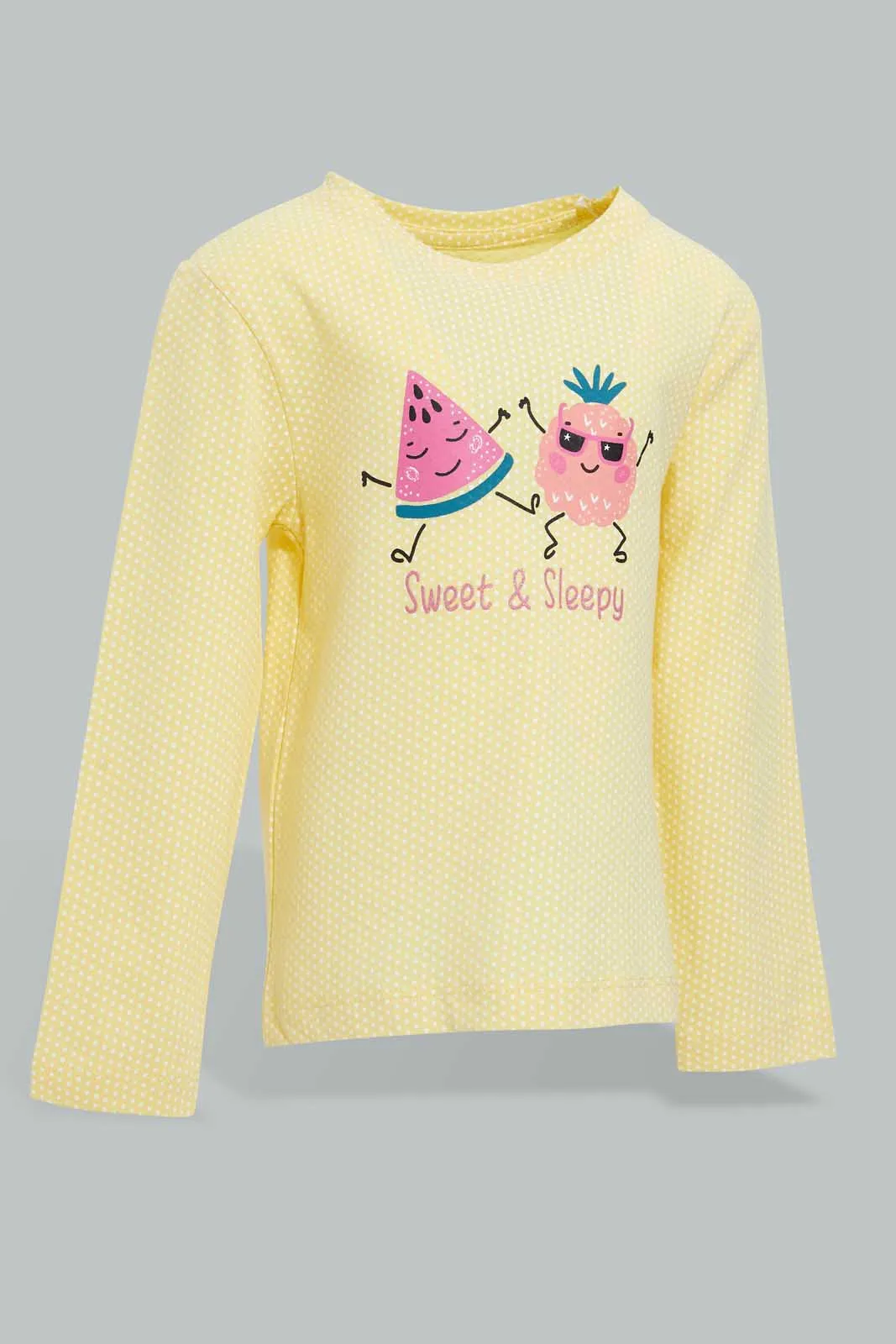 Yellow Sweet And Sleepy Pyjama Set For Baby Girls (2 Piece)